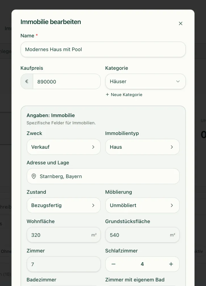 Objekterfassung im Youpy-Dashboard