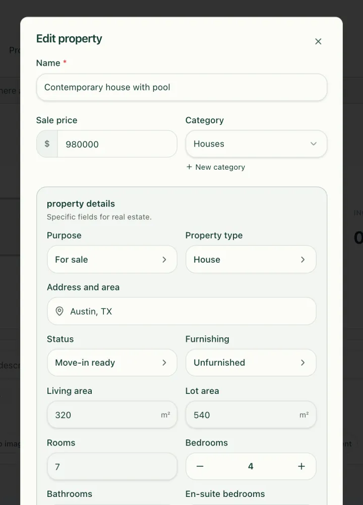 Adding a property in the Youpy dashboard