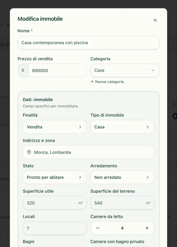 Inserimento di un immobile nel pannello Youpy