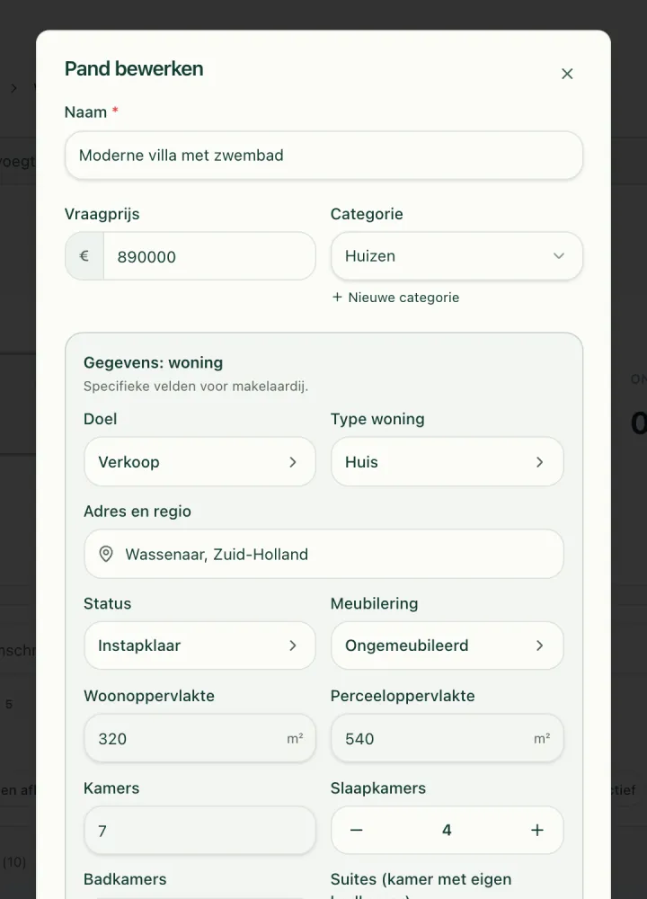 Een woning invoeren in het Youpy-dashboard